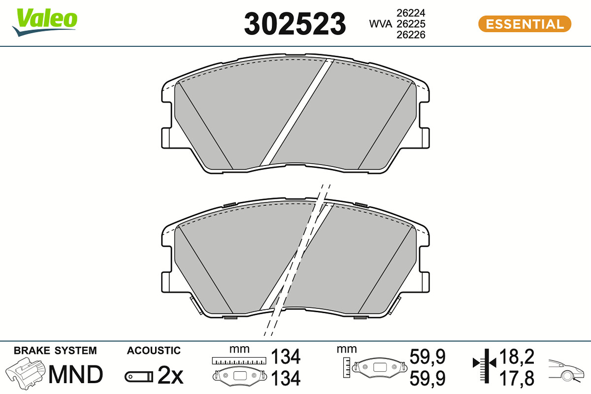 Jeu de 4 plaquettes de frein VALEO ref. 302523